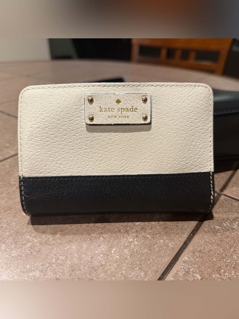 kate spade Two-Tone Cream and Black Zip Wallet